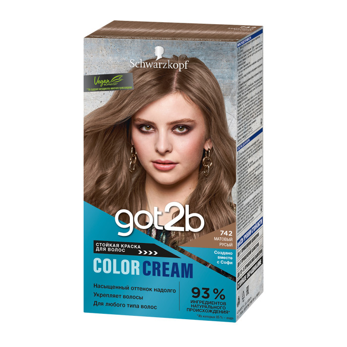 got2b Стойкая краска для волос Color Cream 742 Матовый русый 142 мл