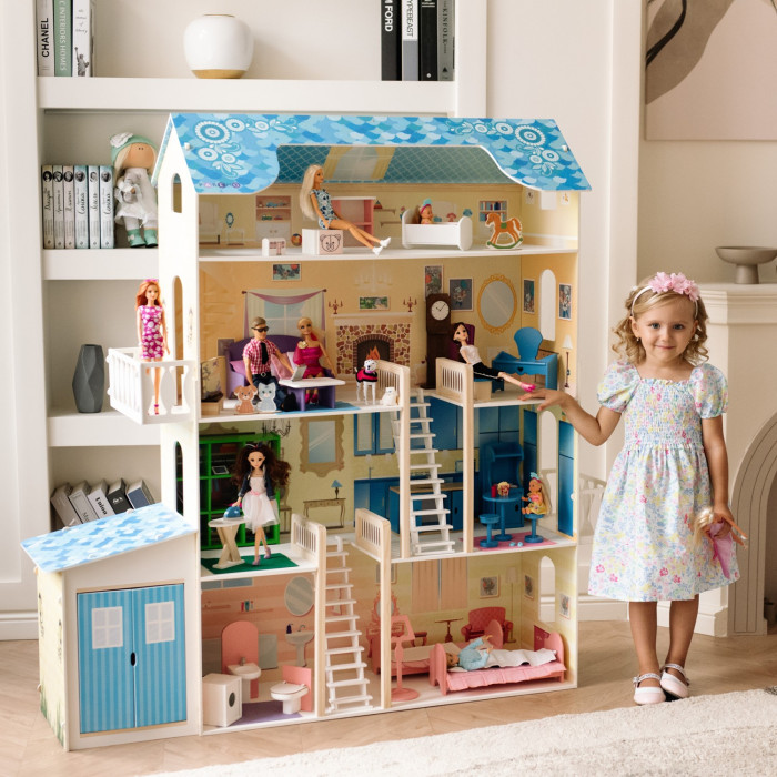 Paremo Деревянный кукольный домик Лира с гаражом и мебелью (28 предметов)
