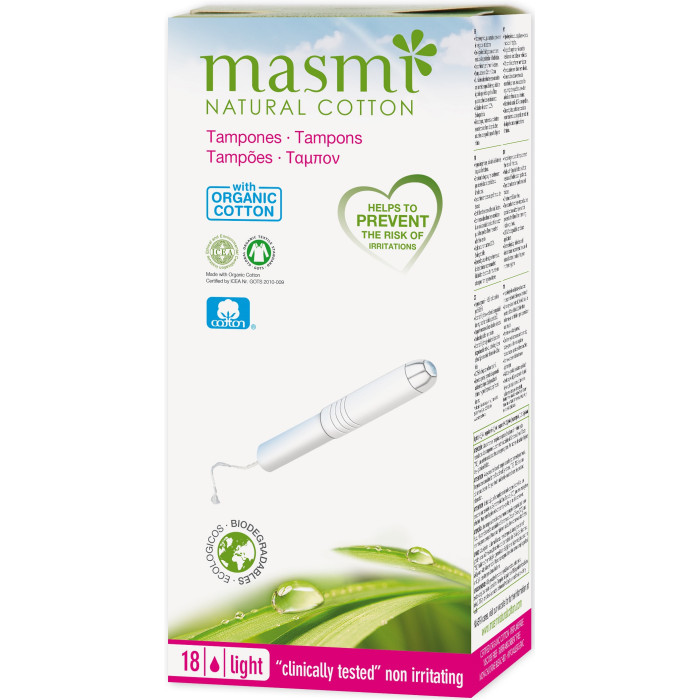 Masmi Natural Cotton Гигиенические тампоны с аппликатором Mini 18 шт.