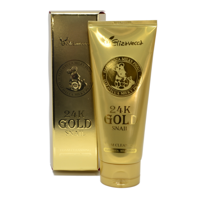 фото Elizavecca пенка для умывания с колоидным золотом муцином улитки 24k gold snail cleansing foam 180 мл