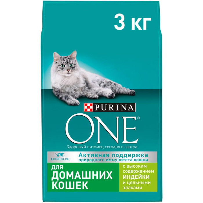 фото Purina one сухой корм для взрослых кошек индейка и цельные злаки 3 кг