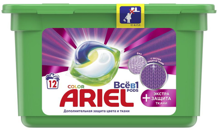 Ariel Капсулы для стирки Pods Всё в 1 и Экстра защита ткани 12 шт.