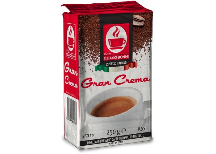 

Tiziano Bonini Caffe Gran Crema кофе жареный молотый 250 г, Caffe Gran Crema кофе жареный молотый 250 г