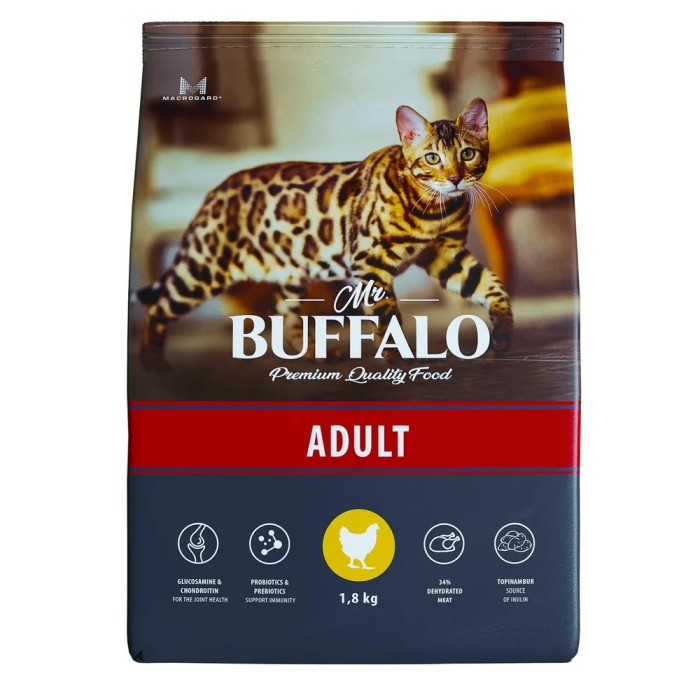  Mr.Buffalo Сухой корм Adult для кошек с курицей 1.8 кг