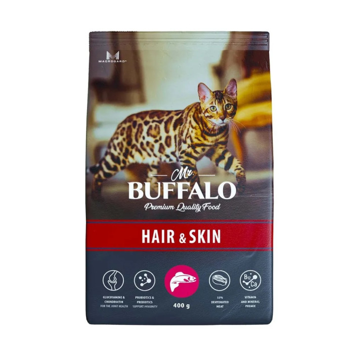  Mr.Buffalo Сухой корм Adult Hair&Skin для кошек с лососем 400 г