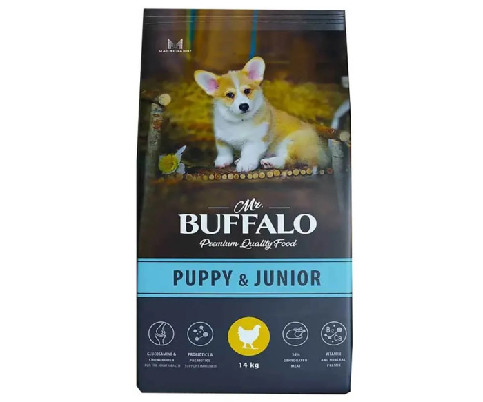  Mr.Buffalo Сухой корм Puppy & Junior для щенков и юниоров с курицей 14 кг