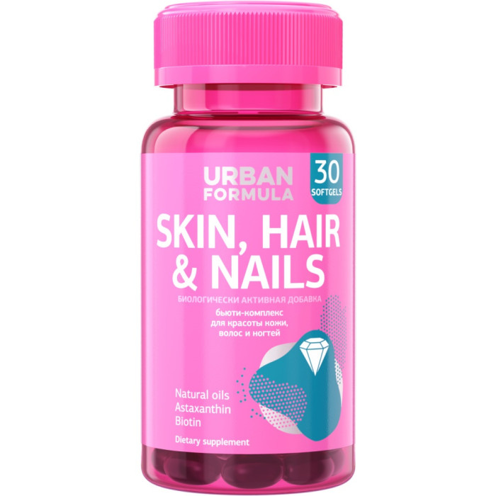 Urban Formula Комплекс для красоты кожи, волос и ногтей, Skin Hair & Nails 30 капсул