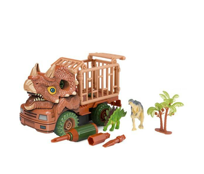 Pit Stop Машинка-Конструктор Динозавр Трак Трицератопс 16 см