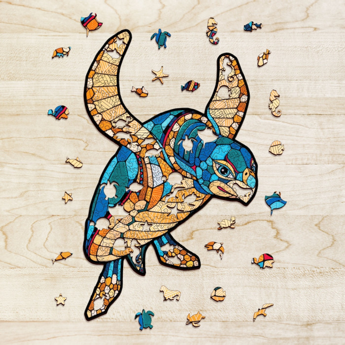 Деревянная игрушка Eco Wood Art Фигурный пазл Морская Черепаха L 39x55 см