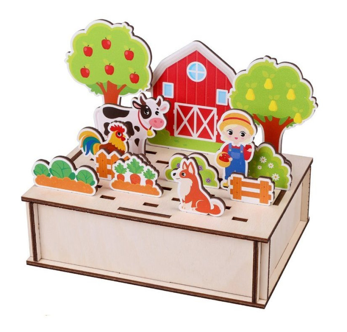 Деревянная игрушка Mapacha Головоломка-панорама Веселая ферма 962098