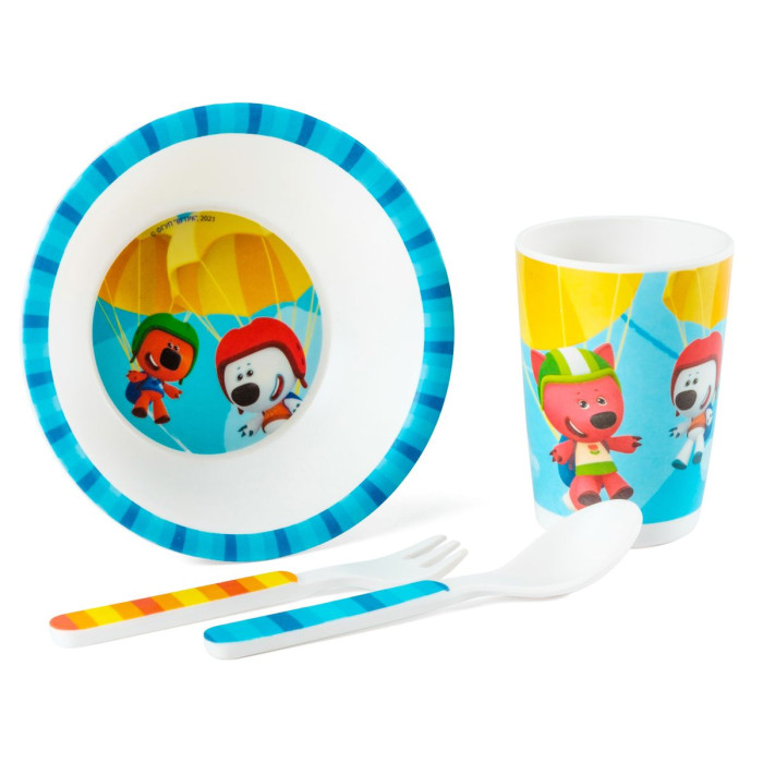 Мультифан Набор детской посуды из бамбука Ми-ми-мишки (4 предмета)