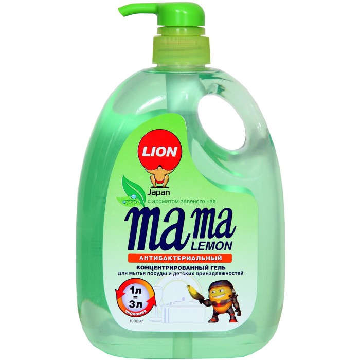 Бытовая химия Mama Lemon Концентрированное средство для мытья посуды Зеленый чай 1 л средство для мытья посуды трио фитонциды антибактериальное с ароматом таежной хвои 1 2 л