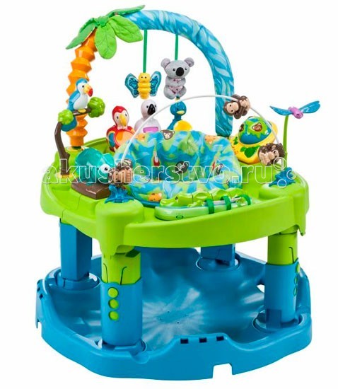 Игровой центр Evenflo ExerSaucer Animal PlanetExerSaucer Animal Planet Игровой центр Evenflo ExerSaucer Animal PlanetExerSaucer Animal PlanetExerSaucer Animal Planet Evenflo первый игровой центр, который можно использовать в виде одной из 3-х ступеней и охватывающий возраст от 0 до 24-х месяцев: Ступень 1: коврик 0 - 4 месяцев Ступень 2: игровой столик: от 4-х месяцев до начала хождения Ступень 3: столик для ходящих детей: от начала хождения до 24-х месяцев Описание: базовая и мелкая моторика, изучение объектов, изучение причинно-следственных связей, самоанализ, развитие осязания, развитие зрительного восприятия, устойчивости предметов, взаимодействие глаз и рук, музыкальное развитие множество песен, звуков и фраз 3 позиции регулировки высоты игрушки, специально разработанные с учетом возраста малыша, позволяют освоить 10 основных навыков запатентованная система складывания ножек столика, благодаря которой он занимает минимум места при перевозке и хранении дополнительно требуются 9 батареек AA (в комплект не входят)<br>