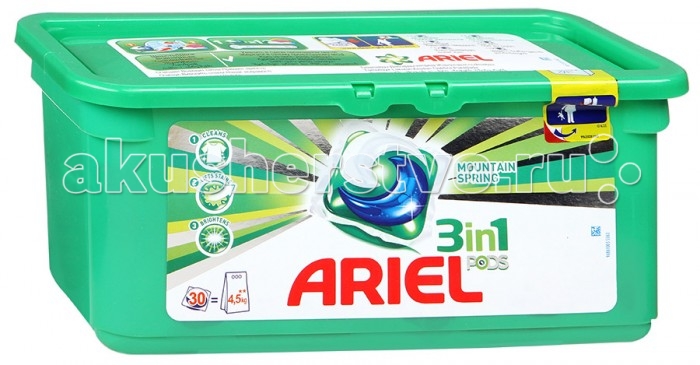 Ariel Авт Гель СМС жидк. в растворимых капсулах Liquid Capsules Горный родник 30X27г