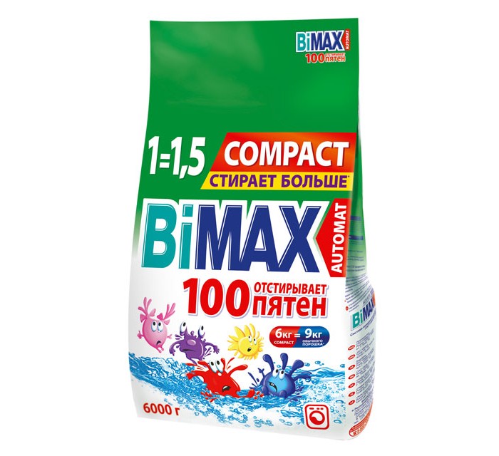 Фото - Бытовая химия BiMax Стиральный порошок 100 пятен автомат 6 кг стиральный порошок bimax 3 кг автомат color