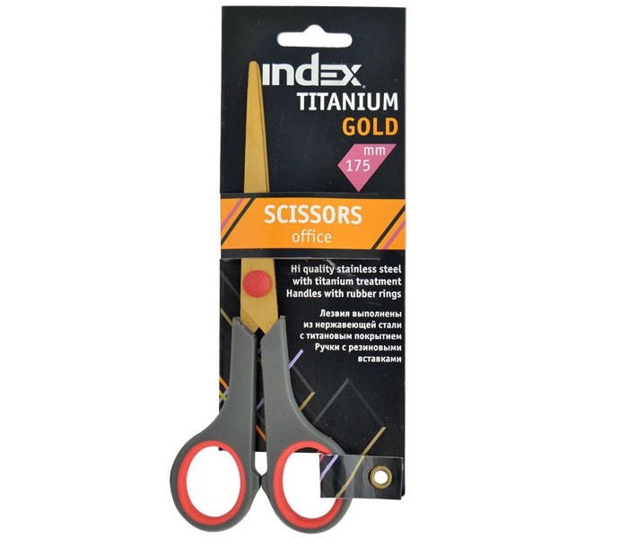 Канцелярия Index Ножницы Titanium Gold 175 мм пластиковые ручки ножницы index isc101 15 3 см