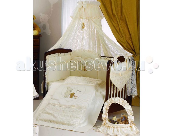 Комплект в кроватку Roman Baby Rubacuori (5 предметов)Rubacuori (5 предметов) Комплект в кроватку Roman Baby Rubacuori (5 предметов)Rubacuori (5 предметов)Прекрасный комплект Roman Baby Rubacuori - это настоящее нежное объятие сна. Комплект из высококачественного сатина (100% хлопок), а оригинальная аппликация зайчика и мишки в сердечке на пододеяльнике и бампере, и кружево придают модели особую неповторимость! Особенности: - ручная или машинная стирка при максимальной температуре 30°С - не отбеливать - гладить при средней температуре (до 150°С) Материал: - 100% хлопок В комплекте: - Одеяло - Пододеяльник - Наволочка 40 х 60 см - Подушка 40 х 60 см - Бортик на половину кроватки Общие размеры: - на кроватку 125х65 см - одеяло 100x135 см - наволочка 40x60 см<br>