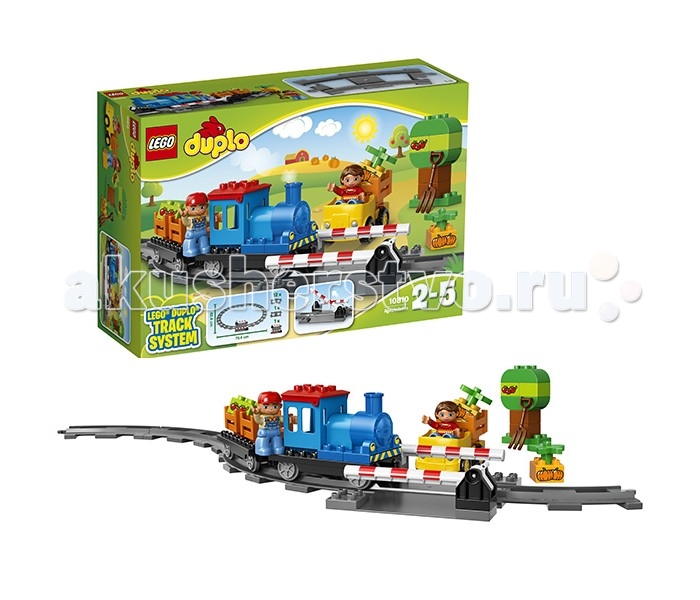 Конструктор Lego Duplo 10810 Лего Дупло ЛокомотивDuplo 10810 Лего Дупло Локомотив Конструктор Lego Duplo 10810 Лего Дупло ЛокомотивDuplo 10810 Лего Дупло ЛокомотивLego Duplo 10810 Лего Дупло Локомотив 45 деталей Благодаря крупным ярким деталям, ребенок с легкостью сможет собрать небольшую железную дорогу. Сборный локомотив состоит из 2 поездов, он с легкостью передвигается по рельсам. Также в комплект входят 2 фигурки. Размер деталей идеально подходит для детских ручек, он также не позволит малышу подавиться ими. 2 фигурки: железнодорожный рабочий и девочка Сборный поезд с 2 вагонами 1 автомобиль Железнодорожные пути Переезд с шлагбаумом Аксессуары<br>