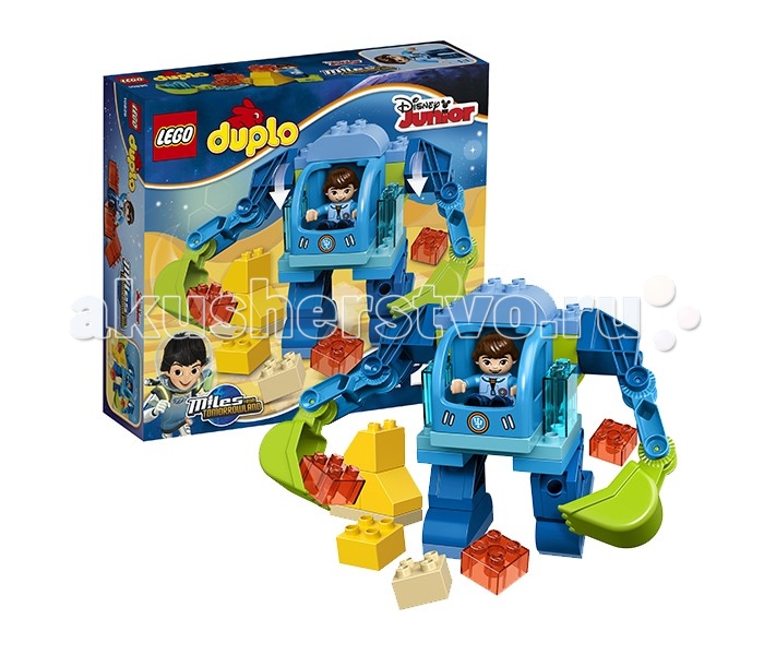 Конструктор Lego Duplo 10825 Лего Дупло Экзокостюм МайлзаDuplo 10825 Лего Дупло Экзокостюм Майлза Конструктор Lego Duplo 10825 Лего Дупло Экзокостюм МайлзаDuplo 10825 Лего Дупло Экзокостюм МайлзаLego Duplo 10825 Лего Дупло Экзокостюм Майлза 37 деталей Конструктор по мотивам популярного мультфильма Майлз с другой планеты. Сборный экзокостюм подвижен, есть возможность менять форму рук и ног. Руки оснащены кистями-ковшами, также подвижными, кабина декорирована. Крупный размер деталей удобен для маленьких ручек ребенка и безопасен для его здоровья. Познакомьте малыша с увлекательным миром сборки конструктора с набором Лего Экзокостюм Майлза! В комплекте: фигурка Майлза Количество деталей: 37 Возраст: 2-5 лет<br>
