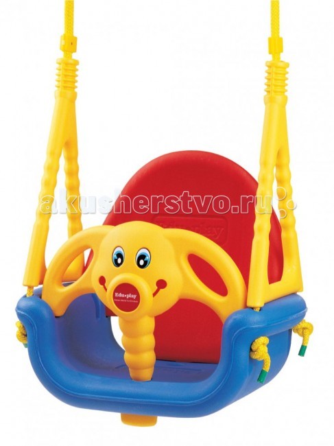 Качели Edu-Play СлонёнокСлонёнок Качели Edu-Play СлонёнокСлонёнокКачели Edu-Play Слонёнок легко трансформируются в зависимости от возраста ребенка, подходят на широкий возрастной диапазон. Особенности: Современные качели выполнены в ярком и веселом стиле На бортике есть погремушка для малыша Качели трансформируются в зависимости от возраста ребенка, таким образом, они подходят на широкий возрастной диапазон Для безопасности малыша качели оборудованы специальным бортиком и спинкой для комфорта По мере роста ребенка, в 3х летнем возрасте с качелей можно снять бортик, а с пяти лет снять спинку Изготовлены из прочного экологически чистого пластика, безопасного для людей, конструкция прочная и надежная, прослужит долгие годы Максимальная нагрузка 30 кг<br>