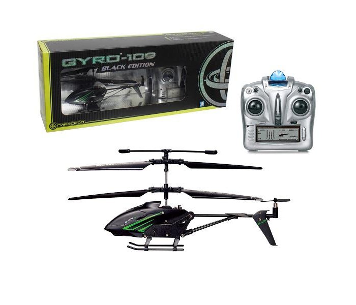 1 Toy Вертолет GYRO-109 Black EditionВертолет GYRO-109 Black Edition 1 Toy Вертолет GYRO-109 Black EditionВертолет GYRO-109 Black Edition1 Toy Вертолет GYRO-109 Black Edition Т58768 Металлический вертолет на радиоуправлении Gyro-109 - игрушечная модель, оснащенная гироскопом, устройством, которое отвечает за стабилизацию положения предмета в воздухе во время полета. Вертолет может летать как в помещении, так и на открытом воздухе в безветренную погоду. Во время полета у игрушки активируются световые эффекты. Управлять вертолетом необходимо в помощью пульта. С такой игрушкой каждый мальчик может представить себя первоклассным пилотом. Комплект: вертолет, пульт д/у, винт, аккумулятор, usb кабель, зарядное устройство. Наличие батареек: не входят в комплект. Тип батареек: 2 x AA / LR6 1.5V (пальчиковые). Время игры: 8 мин. Время зарядки: 40 мин. Дальность действия: 10 м. Размер игрушки: 18.5 х 3.5 х 9.3 см.<br>