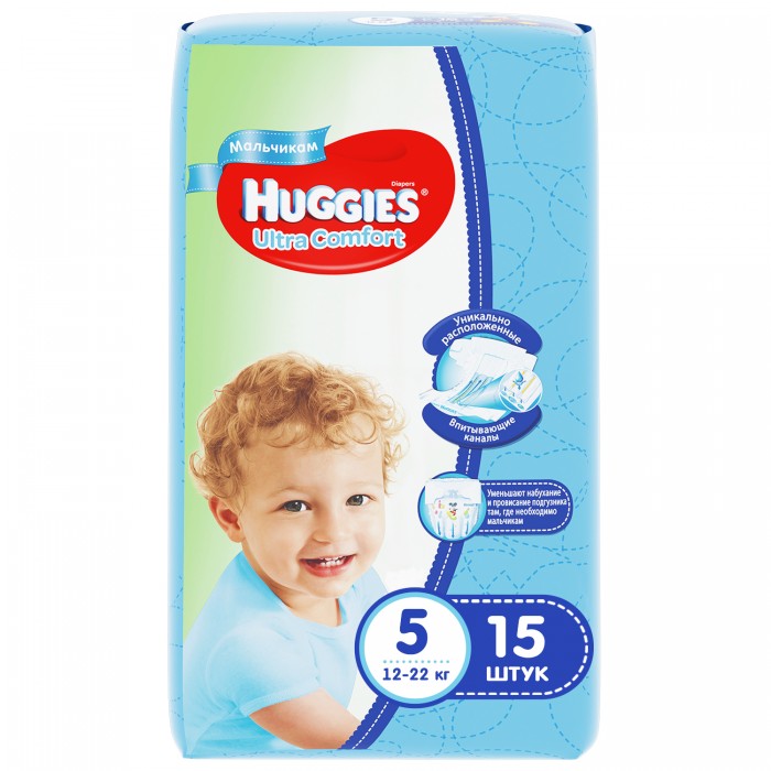 Подгузники Huggies Подгузники Ultra Comfort Conv Pack для мальчиков 5 (12-22 кг) 15 шт. подгузники