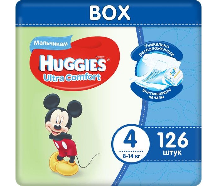 

Huggies Подгузники Ultra Comfort Disney Box для мальчиков 4 (8-14 кг) 126 шт., Подгузники Ultra Comfort Disney Box для мальчиков 4 (8-14 кг) 126 шт.