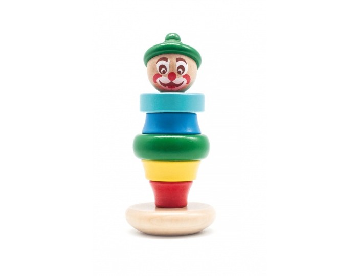 фото Деревянная игрушка бомик клоун пирамидка 3