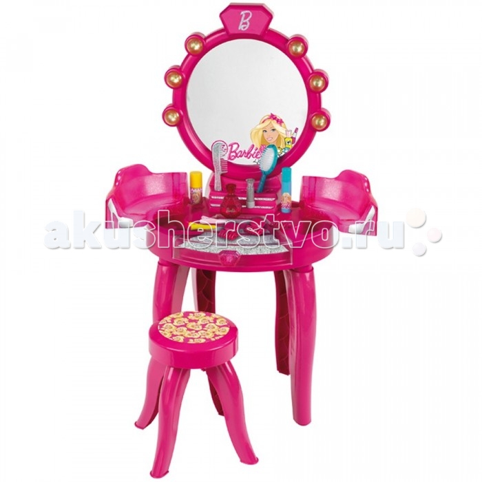 Klein Игровой набор 5320Игровой набор 5320 Klein Игровой набор 5320Игровой набор 5320Klein Игровой набор 5320 – то высокое трмо на ножках размером в 90 сантиметров, сид у которого девочка может создавать новые образы, пользусь многочисленными аксессуарами из набора. В комплект входт: само трмо с зеркалом, раздвижными секцими и открыващимс щиком, табуретка, расческа, массажна щетка, 3 парфмерных флакона, три заколки типа «крабик» и три заколки «крокоил». Размеры трмо: 90х41х28 сантиметров.<br>