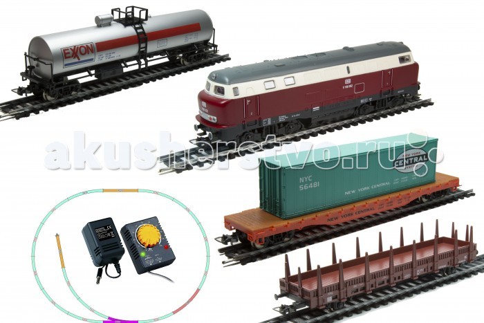 Mehano Стартовый набор ж/д KRUPP V160Стартовый набор ж/д KRUPP V160 Mehano Стартовый набор ж/д KRUPP V160Стартовый набор ж/д KRUPP V160Mehano Стартовый набор ж/д KRUPP V160. Железная дорога MEHANO - миниатюрная копия грузового состава. Мельчайшие детали паровозов, тепловозов и грузовых вагонов, каждая рельефная линия экстерьера тщательно проработаны, благодаря чему состав выглядит более чем реально. Можно вообразить, как этот состав загрузили где-то на миниатюрном перевалочном пункте, а затем он аккуратно вез свой груз по длинным разветвленным путям… Воплотить воображаемое в действительность очень легко: при желании железнодорожное полотно можно увеличить и добавить элементы ландшафта, ведь все элементы железных дорог «MEHANO» совместимы друг с другом. При желании, можно докупить стрелку/ перекресток и состав может двигаться на другие участки ж/д дороги. Рельсы металлические, колеса паровозов и вагонов из металла, Очень качественная игрушка. Характеристики железной дороги MEHANO: масштаб 1:87 работает от электрической сети через адаптер – 220 вольт возможность изменения скорости движения размер собранного железнодорожного полотна: 120 х 95 см ширина колеи: 16,5 мм все элементы комплекта совместимы с другими сборными моделями железной дороги MEHANO, так что юный машинист сможет прокладывать различные маршруты, строить новые станции и придумывать неповторимый, свой собственный уникальный ландшафт. В комплекте: 1 паровоз/тепловоз со светом (Паровоз с тендером) 3 грузовых вагона различной конфигурации 11 радиальных рельс 2 прямых рельс 1 радиальных рельс/контактный 15 клипс/соединителей сетевой адаптер пульт-контроллер подробная инструкциями по сборке и управлению (с иллюстрациями).<br>