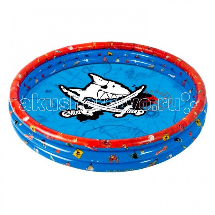 Бассейн Spiegelburg Captn Sharky 25612Captn Sharky 25612 Бассейн Spiegelburg Captn Sharky 25612Captn Sharky 25612Spiegelburg Бассейн Captn Sharky 25612 специально для грозных маленьких пиратов! Он украшен рисунками акулы, морских обитателей и пиратской символикой. Бассейн легко надувается и занимает совсем немного места в сложенном виде, что будет удобно при транспортировке и хранении. Особенности: Состоит из 3-х круговых секций Бассейн выполнен в синей расцветке с красным бортиком и украшен изображением акулы и пиратской символикой Дно не надувное Имеется сливной клапан Одновременно в нем сможет разместиться компания из 1-2 детей Высота бортика: 30 см Диаметр: 150 см Совет: Бассейн можно наполнять не только водой, но и шариками.<br>