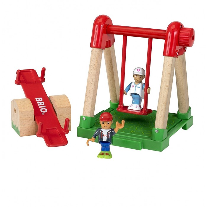 Brio Игровой набор Детская площадка 4 предметаИгровой набор Детская площадка 4 предмета Brio Игровой набор Детская площадка 4 предметаИгровой набор Детская площадка 4 предметаИгровой набор Детская площадка от производителя Brio представляет собой набор из качели и карусели с подвижными частями, сделанных из прочного пластика и дерева. Также в набор входят фигурки маленьких человечков, руки и ноги которых подвижны. Эти фигурки можно удобно располагать на качелях и весело катать. Комплектация набора: 2 качели; 2 фигурки. Особенности: Размеры: 14 x 15.2 x 20.3 см<br>