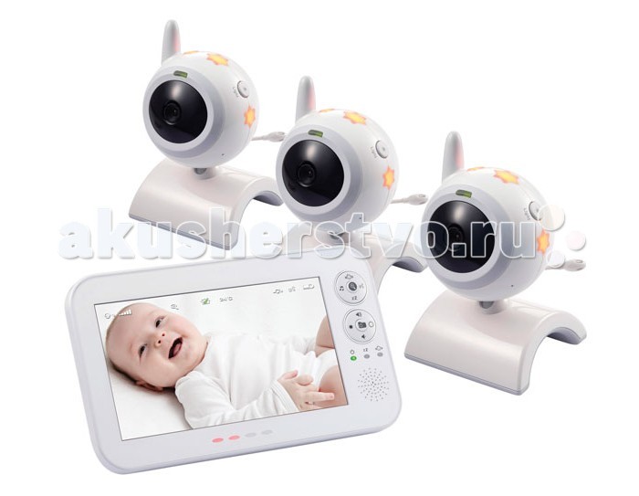 Switel Видеоняня BCF930 TrioВидеоняня BCF930 Trio Switel Видеоняня BCF930 TrioВидеоняня BCF930 TrioВидеоняня Switel BCF930Trio оснащена системой ночного видения, благодаря которой родители могут наблюдать за малышом даже в полной темноте. Детский блок видеоняни, как и родительский, способен работать от автономных источников питания. Этим обеспечивается дополнительная безопасность на случай внезапного отключения электричества, видеоняня продолжит работать, не смотря на его отсутствие. В детском блоке помещаются 4 пальчиковые батарейки. Надежная и качественная цифровая видеоняня от известного Швейцарского производителя средств связи, профессиональной и бытовой электроники. Цифровая видеоняня Switel BCF930 оснащена большим семидюймовым дисплеем (17,8 сантиметров), который позволяет с легкостью увидеть все детали. Камеру детского блока можно отрегулировать и направить в нужном ракурсе. Детский блок видеоняни Switel BCF930 оснащён термометром, данные которого отображаются на родительском блоке, благодаря чему родители всегда контролируют температуру воздуха в детской комнате. Кроме того, на детском блоке расположен ночничок в виде звездочек, который светит мягким и приятным для глаза ребенка светом. Родители могу включать малышу приятные колыбельные мелодии, управляя ими на своём блоке. Видеоняня оснащена системой обнаружения и активации при детском плаче (функция активации голосом VOX). Родителям доступны индивидуальные настройки чувствительности к громкости плача для функции активации голосом и чувствительности к интенсивности для функции обнаружения движения. Детектор движения оповестит родителей, если ребенок проснется, но не заплачет. При включенной функции активации голосом дисплей отключается, примерно, через 30 секунд тишины в комнате ребенка. При обнаружении плача экран видеоняни включается снова. Если одновременно активированы функции VOX и функция обнаружения движения, монитор включается либо при движении в детской, либо при плаче. Родители могут в любой момент включить экран и посмотреть происходящее в детской, для этого достаточно нажать на любую из клавиш. Видеоняня Switel BCF930 способна непрерывно транслировать изображение. Надо заметить, что для каждой функции видеоняни предусмотрена отдельная кнопка на панели управления, поэтому видеоняня очень удобна и проста в использовании. Особенности: Цифровая видеоняня с большим дисплеем Switel BCF930. Диагональ дисплея составляет 17,8 см (7 дюймов). Дальность приёма 250 метров.(открытое пространство) Двухсторонняя (обратная) связь. Функция приближения изображения (zoom). Детектор движения с настройкой чувствительности. Оба блока могут работать без розетки. Родительский блок работает от сети или от аккумулятора (литиевый, отсутствует эффект памяти). Детский блок работает от сети или от обычных пальчиковых батареек (4 шт). Ночник на детском блоке. Термометр измеряет температуру в детской комнате, отображается на родительском. Функция автоматической активации при плаче (VOX) с настройкой чувствительности. Колыбельные мелодии, включение с родительского блока. Функция ночного видения (9 инфракрасных диодов). Возможность точной фокусировки камеры. Камера регулируется в любом направлении и может крепиться на стене. Благодаря подставке родительский блок можно установить вертикально. Регулировка яркости изображения на родительском блоке видеоняни. Разделяемый дисплей. При наличии нескольких камер (до 4 шт.) можно просматривать изображение с каждой из них одновременно. Светодиодный индикатор громкости плача. Сигнал-оповещение о низком заряде аккумулятора. Регулировка громкости звука. Отображение уровня связи (для каждой камеры, если их несколько). Оповещение о выходе из зоны приема.<br>