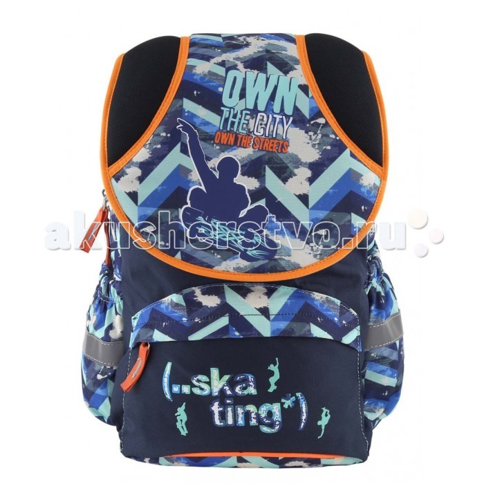Target Collection Рюкзак Катание на скейтеРюкзак Катание на скейте Target Collection Рюкзак Катание на скейтеРюкзак Катание на скейтеРюкзак Катание на скейте имеет яркий рисунок и изготовлен из современных, прочных материалов. Техническими особенностями рюкзака (портфелей) «Target Collection» является система «Flexiball» (поясничная поддержка), которая оптимально адаптирована для ребенка. Ведь самое главное, чтобы ребенок имел правильную осанку во время переноски портфеля. Система «Flexiball» является новшеством в промышленности, она правильно распределяет вес мешка, автоматически подстраивается под ребенка и поэтому обеспечивает идеальное положение для поясничной поддержки. Во время прогулки, система «Flexiball» движется вместе с ребенком, за счет гибкого материала уменьшает нагрузку при ходьбе. Портфель имеет форму куба, пригодную для учащихся начальных классов. Плечевые лямки можно отрегулировать для каждого ребенка индивидуально, поэтому получается что он «растет» вместе с ребенком. Лямки содержат вентиляционные отверстия и тем самым имеют возможность дышать. Они дополнительно оснащены ЭКО-пеной, которая делает ношение портфеля более комфортным для ребёнка. Рюкзак содержит 2 больших отделения, закрывающегося на молнию. На лицевой стороне рюкзака расположен большой накладной карман на молнии, а по бокам рюкзака два кармана на резинке. Светоотражающий материал присутствует на передней, боковой и задней части рюкзака, что позволяет сделать вашего ребенка более заметным, а так же обезопасить его не только днем, но и ночью. При создании данной модели используются улучшенные материалы (3D), которые имеют свойство «дышать». Благодаря этим материалам воздух циркулирует, и следовательно, спина ребёнка не будет потеть. Дополнительно, имеется грудное крепление-стяжка для фиксации на плечах и поясничное крепление для фиксации на поясе ребенка, они установлены так, чтобы портфель самыми оптимальным образом сидел на на теле ребенка. Правильно используя ремни, вес портфеля распределяется следующим образом: 50% на бедра и 50% на поясничную часть, что ощутимо позволяет уменьшить нагрузку и усилия при ходьбе. Мягкая ручка в верхней части позволяет сделать ношение в руке более удобным и комфортным. Дно портфеля изготовлено из качественного и прочного материала. Внутри вложенные угловые элементы, чтобы не было прямого контакта с грунтом и таким образом, образуется защита от грязи. Материал: полиэстер Размер: 40 x 32 x 16 см<br>