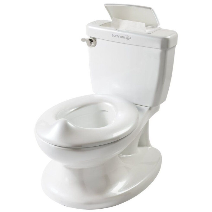 Горшок Summer Infant My Size PottyMy Size Potty Горшок Summer Infant My Size PottyMy Size PottyMy Size Potty Summer Infant Горшок выглядит как унитаз, помогая малышам почувствовать себя взрослыми, а переход от детского горшка к обычному туалету сделает простым и комфортным! C многофункциональным горшком My Size Potty, похожим на обычный унитаз, Вы легко приучите малыша к туалету! Детский горшок My Size Potty идеально подходит малышам от 1,5 лет. Интерактивная ручка оснащена звуком смыва, награждая малышей за хорошо сделанную работу. Также у горшка имеется поднимающееся сидение, встроен специальный отсек для салфеток, а также есть специальная прикрепляемая перегородка для мальчиков. Горшок My Size Potty имеет легко вынимающуюся емкость, которую Вы сможете без труда очистить после того, как малыш сходил в туалет. Реалистичный дизайн (точная копия взрослого унитаза). Интерактивная ручка воспроизводит звук смывания Оснащен боксом для салфеток. Съемная емкость для легкого очищения. Специальная конструкция защищает от разбрызгивания. Для детей от 18 месяцев до 5 лет. Материал: высокопрочный пластик (полипропилен). В комплекте 2 батарейки типа АА.<br>