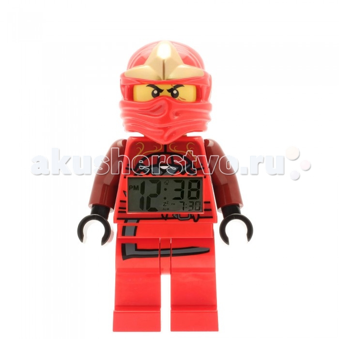 Часы Clic Time Будильник Lego Ninjago Jungle Ninja Kai 2015Будильник Lego Ninjago Jungle Ninja Kai 2015 Часы Clic Time Будильник Lego Ninjago Jungle Ninja Kai 2015Будильник Lego Ninjago Jungle Ninja Kai 2015Будильник Лего серии Нинджаго - это не только функциональное устройство, но и оригинальный аксессуар, который великолепно украсит комнату ребенка. Будильник, выполнен в виде пластиковой фигурки ниндзя Кая. У фигурки двигаются ноги и руки, она может принимать разные положения - сидеть, стоять и делать шаги.. На животе у нее установлен крупный и четкий дисплей, на котором большими цифрами демонстрируются текущее время и время срабатывания будильника. Подсветка дисплея активируется при нажатии на голову фигурки. Настраивается будильник 4 кнопками, расположенными на спине фигурки. Для отключения сигнала имеется отдельная кнопка. Будильник снабжен функцией отсрочки сигнала. Для работы игрушки требуются 2 батарейки ААА типа (есть в комплекте).<br>