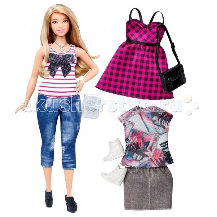 

Barbie Кукла Барби в полосатой майке с набором одежды, Кукла Барби в полосатой майке с набором одежды