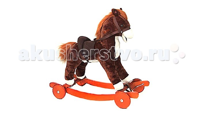 Качалка Jolly Ride ПониПони Качалка Jolly Ride ПониПониКачалка-игрушка Leader Kids Пони с деревянными полозьями и деревянными колесами, выполнена в виде маленькой лошадки с пушистой гривой и хвостом, шевелит ртом, с уздечкой и седлом. Особенности: есть ручки, за которые ребенок может держаться полозья с упорами от переворачивания 2 в 1, используют как качалку (полозья) и каталку (колесики) музыкальная выполнена из приятного на ощупь материала (искусственный мех) Размер: 76х63х58 см Посадка: 40 см Максимальная нагрузка: 30 кг<br>
