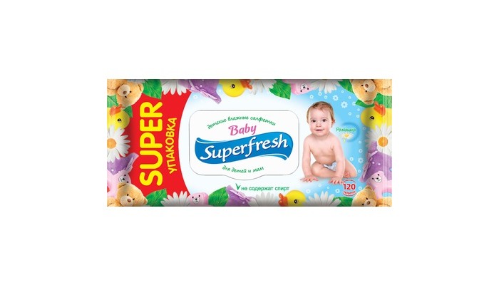 Салфетки SuperFresh Салфетки влажные 120 шт. влажные салфетки ponky baby 120 шт