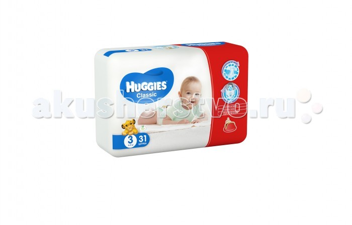 Подгузники Huggies Подгузники Classic Conv Pack 2 (4-9 кг) 31 шт. подгузники