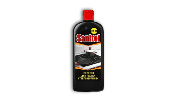 Бытовая химия Sanitol Средство для чистки стеклокерамики 250 мл набор для чистки стеклокерамики filtero 204