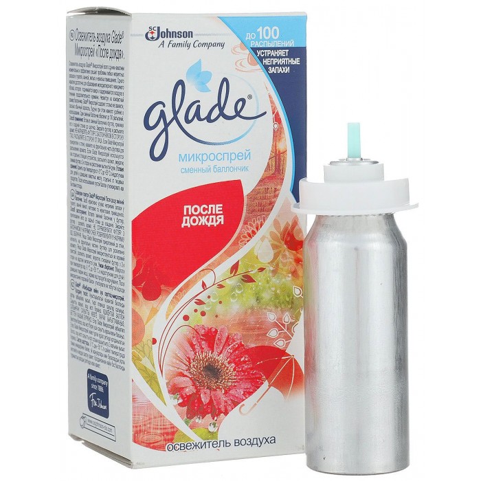 Бытовая химия Glade Освежитель воздуха После дождя микроспрей запасной блок 10 мл освежитель воздуха glade микроспрей свежесть утра сменный баллон 10 мл