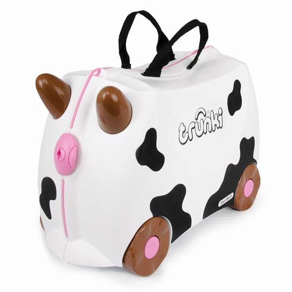 Trunki Чемодан на колесах Корова Фрида FriedaЧемодан на колесах Корова Фрида Frieda Trunki Чемодан на колесах Корова Фрида FriedaЧемодан на колесах Корова Фрида FriedaКрасочный и яркий чемодан для детских вещей. Имеет очень прочную конструкцию, что позволяет использовать его, не только как обычный чемодан, но и как каталку. Имеет седлообразное основание для удобства вашего малыша. Теперь поездка и ожидание не будет таким утомительным. Особенности чемоданов Trunki: предназначен для перевозки и хранения вещей и игрушек Вашего ребенка может быть использован как каталка для ребенка имеет прочный ремешок, что позволит катать родителям ребенка за собой выполнен в виде красочных и ярких персонажей, что очень понравится Вашему малышу Станет прекрасным подарком! Имеет 2 ручки для переноски. Размеры чемодана 46 х 20,5 х 31 см. Размеры позволяют брать чемодан в самолет как ручную кладь. Вес 1,7 кг Внутренний объем 18 литров<br>