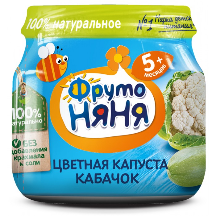 Пюре ФрутоНяня Пюре из цветной капусты и кабачков с 5 мес., 80 г