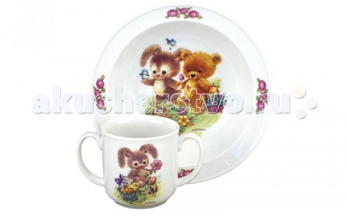 Reutter Porzellan Набор детской посуды Медвежонок и зайчонок 2 предмета