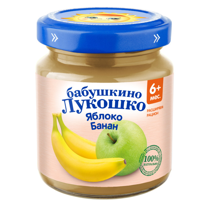 Пюре Бабушкино лукошко Пюре Яблоко, банан с 6 мес., 100 г
