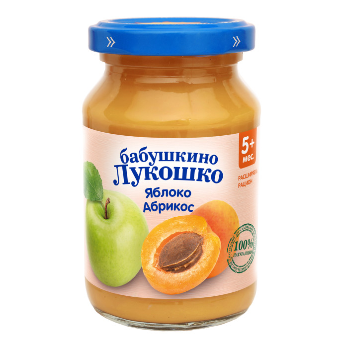 Пюре Бабушкино лукошко Пюре Яблоко, абрикос с 5 мес., 190 г