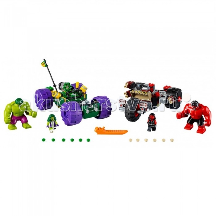Конструктор Lego Super Heroes Халк против Красного ХалкаSuper Heroes Халк против Красного Халка Конструктор Lego Super Heroes Халк против Красного ХалкаSuper Heroes Халк против Красного ХалкаКонструктор Lego Super Heroes Халк против Красного Халка позволит ребенку разыграть невероятно захватывающую сценку, в которой зеленый Халк столкнется в непримиримом сражении с грозным красным Халком. Для каждого из Халков юных поклонник вселенной Марвел должен будет самостоятельно соорудить мощные транспортные средства, на которых главные герои и отправятся на эффектную битву. Особенности: В комплекте набора также прилагаются игровые фигурки женщины-Халка и красной женщины-Халка, чтобы сделать игровой процесс еще увлекательнее и атмосфернее. Набор Lego Super Heroes совместим с другими наборами этой же серии. Подробная инструкция, входящая в комплект, позволит ребенку собирать конструктор, как в присутствии взрослого, так и самостоятельно. Конструкторы Lego не только развлекут девочку, но и позволят ей усовершенствовать мелкую моторику, развить воображение и творческую фантазию. Все детали конструктора изготовлены из безопасного и качественного материала, при производстве используется многоступенчатая система контроля качества. Размер машины Халка: 14 х 19 х 11 см. Размер машины Красного Халка: 7 х 19 х 14 см.<br>