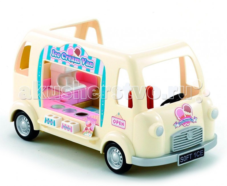 Sylvanian Families Игровой набор Фургон с мороженымИгровой набор Фургон с мороженым Sylvanian Families Игровой набор Фургон с мороженымИгровой набор Фургон с мороженымНабор «Фургон с мороженым» Sylvanian Families обязательно понравится любому ребенку, ведь все дети так любят мороженое. И малыши Sylvanian Families очень ждут, когда же из-за угла появится этот яркий разноцветный фургончик. В продаже всегда есть множество различных видов мороженого на любой вкус. Каждый может выбрать свое любимое. В этом фургоне мороженое никогда не заканчивается! Завтра он снова приедет к маленьким жителям страны Сильвания и вновь будет радовать их своим сладким лакомством! В наборе ящичек и подставки под мороженое, ложечки, мороженое разного вида, машинка для наполнения рожков, наклейки. Внимание: зверюшки в набор не входят. Сказочный мир игровых наборов Sylvanian Families разнообразен - это всевозможные зверюшки, у каждого из которых есть собственный дом, семья, работа. Состав семей в игровых наборах Sylvanian Families не ограничивается стандартным «папа, мама, ребенок», здесь есть даже бабушки и дедушки. Герои игровых наборов Sylvanian Families разнообразны: кролики, еноты, медведи, мыши, ежи, белки и многие другие. Однако разнообразием героев мир игрушек Sylvanian Families не ограничивается. Дома, предметы мебели, игрушечная еда и многие другие аксессуары представлены в ассортименте игрушек Sylvanian Families.<br>