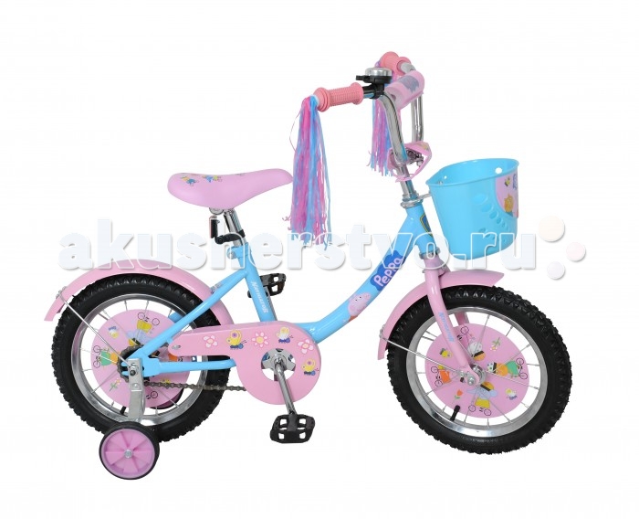 Велосипед двухколесный Navigator Peppa Pig 12B-тип 14Peppa Pig 12B-тип 14 Велосипед двухколесный Navigator Peppa Pig 12B-тип 14Peppa Pig 12B-тип 14Двухколесный велосипед Navigator Peppa Pig 12B-тип 14 подарит радость вашему ребенку. Особенности: Широкие страховочные колёса, односоставной шатун, вставки в колесах, пластиковая корзина на руле, звонок, мягкая накладка на руле, дождик в рукоятках руля.<br>